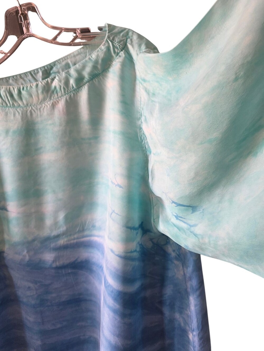 IC Collection Aqua-to-Blue Ombre Asymetrical Flow Top Size 1X - Picture 5 of 12